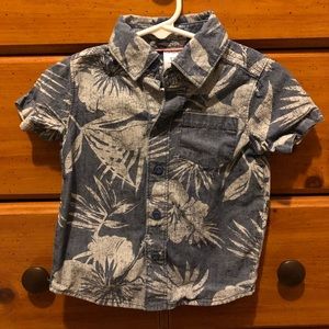 Tropical Print Short Sleeve Button-up Shirt
